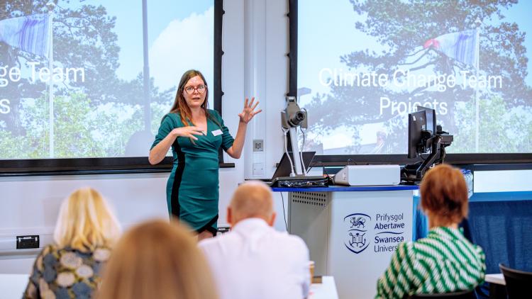 Laura Waldron speaking at Swansea event